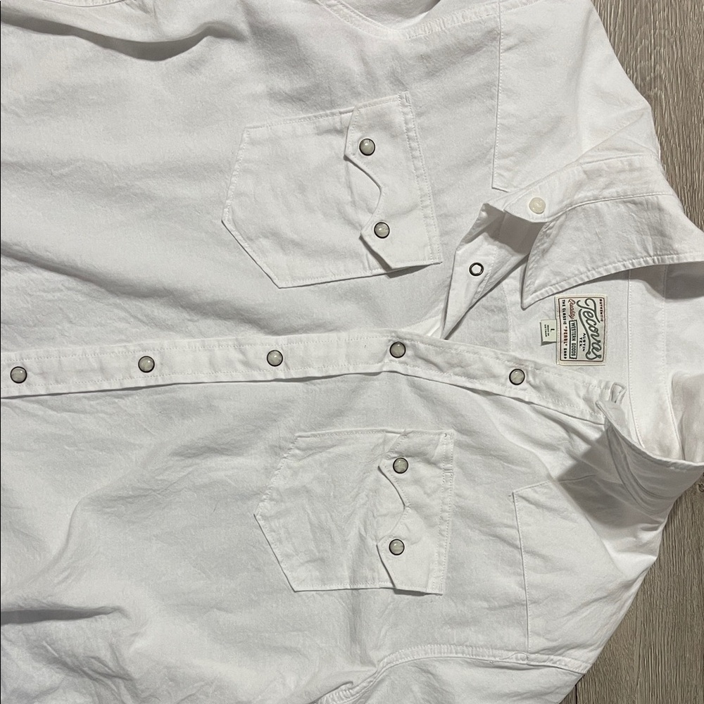 Tecovas white denim pearl snap